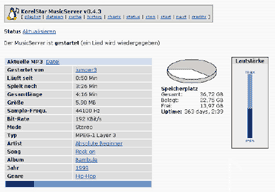 Screenshot von: Status-Seite: Festplattenspeicher, Lautstärke,...